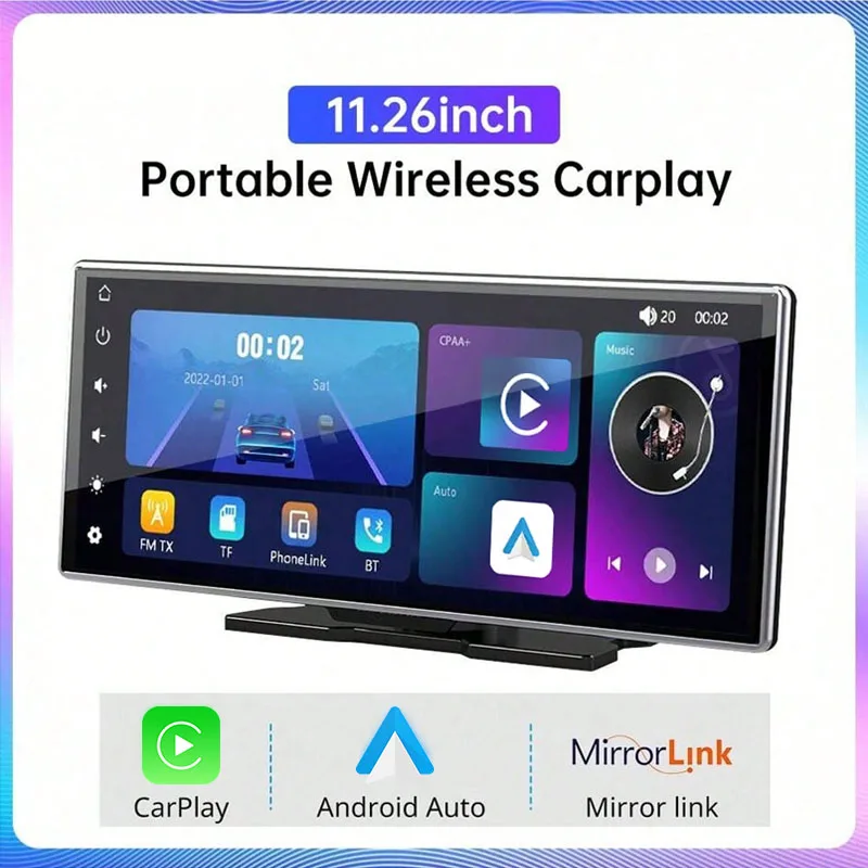 11.26 Inch IPS Carplay & Android Auto Car Radio Multimedia WIFI Video Player compatible with Apple and Android devices