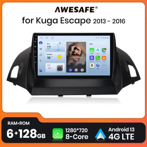 AWESAFE Wireless CarPlay Android 13 Radio For Ford Kuga