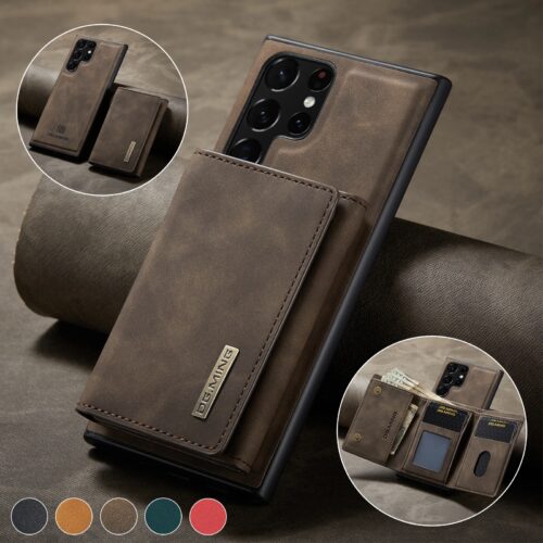 Magnetic Card Holder Leather Wallet Samsung Galaxy S24 S23 Ultra S22 S21 FE S20 Plus Note20 Ultra Business Case Shockproof Cover